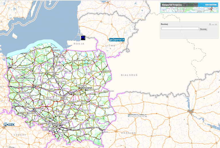 Geoportal.gov.pl – widok “Wyszukaj adres lub nazwę geograficzną”.