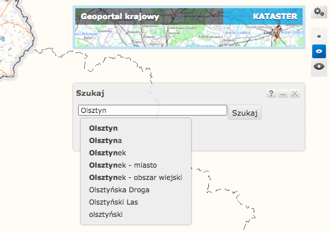 Geoportal.gov.pl – szczegółowe wyszukiwanie.