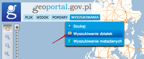 Geoportal - wyszukiwanie działek na mapie.